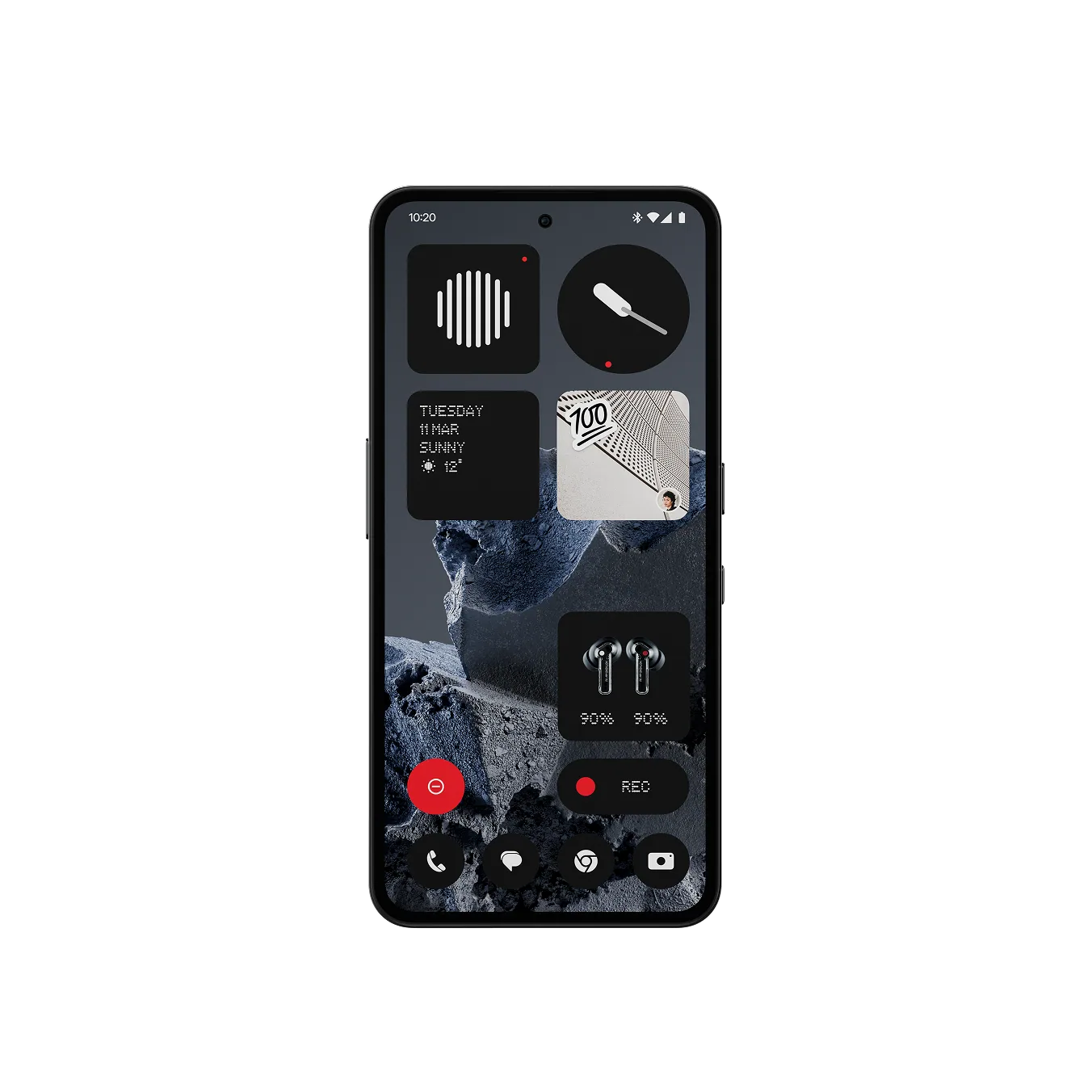 חזית CMF Phone 2 Pro בצבע שחור עם מסך AMOLED בגודל 6.77 אינץ'