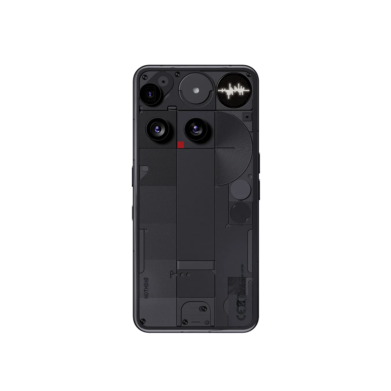 Nothing Phone (3) בצבע שחור עם גב שקוף ומערך שלוש מצלמות 50 מגה-פיקסל