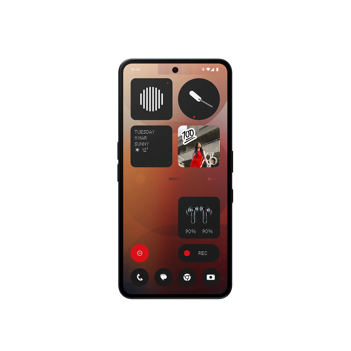 חזית Nothing Phone (3a) בצבע שחור עם מסך AMOLED בגודל 6.77 אינץ'