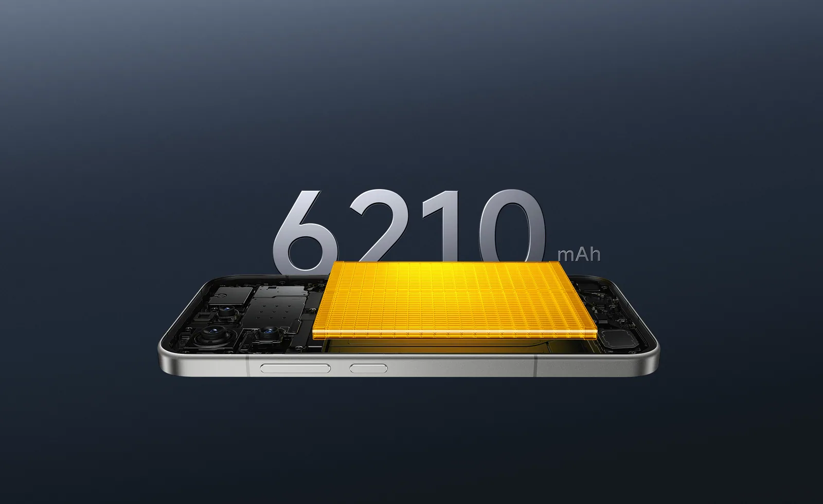 הדמיה רשמית של סוללת 6,210mAh בתוך גוף הטלפון POCO F8 Pro