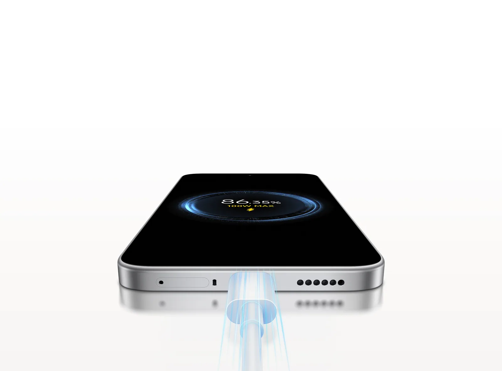 רדמי נוט 17 פרו מקס מצד התחתון עם חיבור USB-C וטעינה של 100 ואט