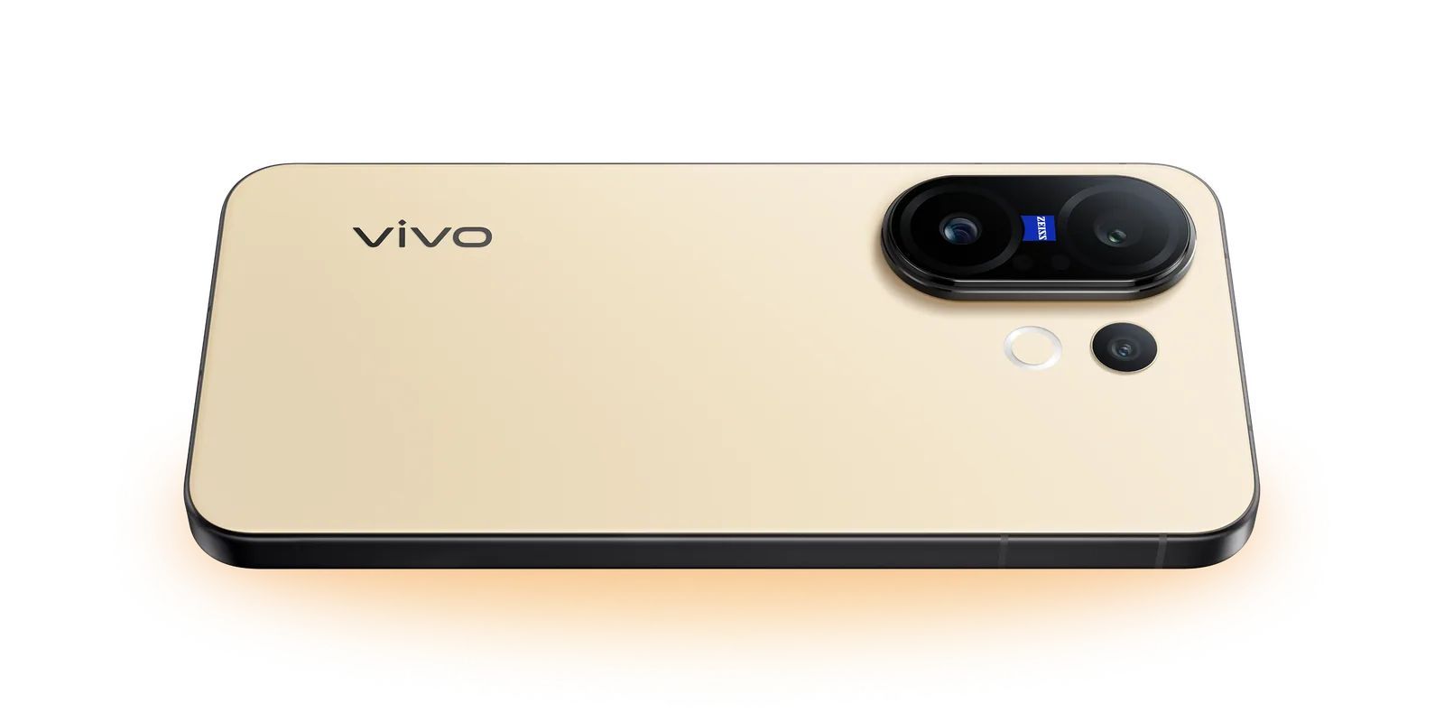 גב הסמארטפון vivo X200 FE בצבע צהוב עם מודול מצלמה מאורך ולוגו ZEISS